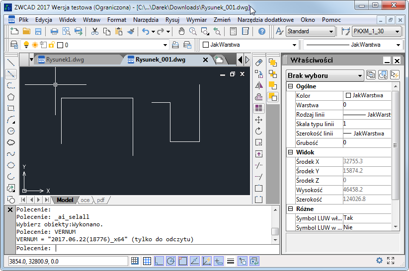 2017-07-19 19_51_56-ZWCAD 2017 Wersja testowa (Ograniczona) - [C__..._Darek_Downloads_Rysunek_001.dw.png